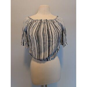 So Blouse Medium Crop off shoulder Top Boho Ruffle sleeve